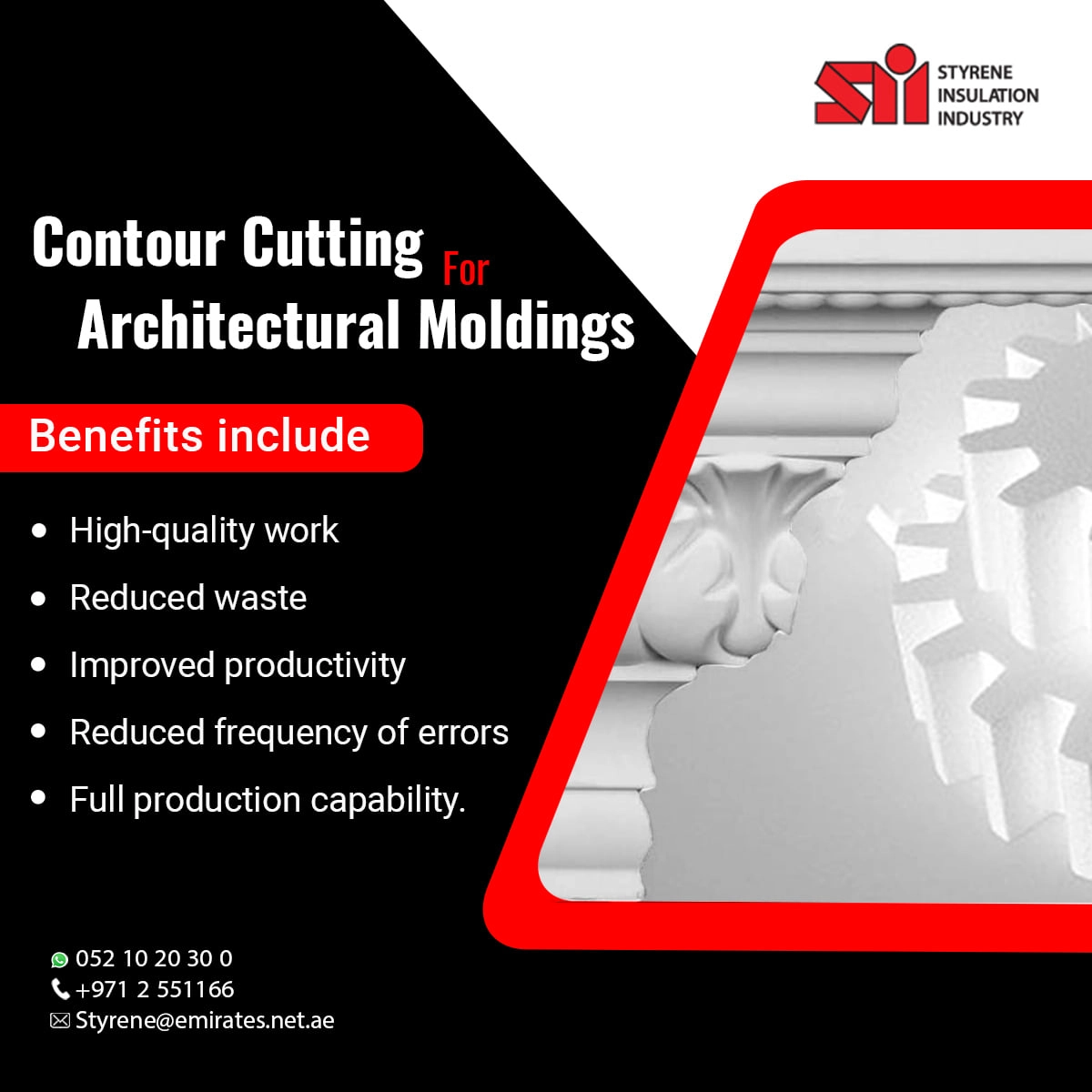 Contour Cutting for Architectural Moldings